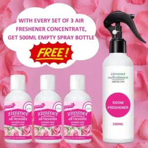 Natural Room Air Freshener Concentrate (3X50 ml)-Makes 3L Liquid (Kashmiri Rose)